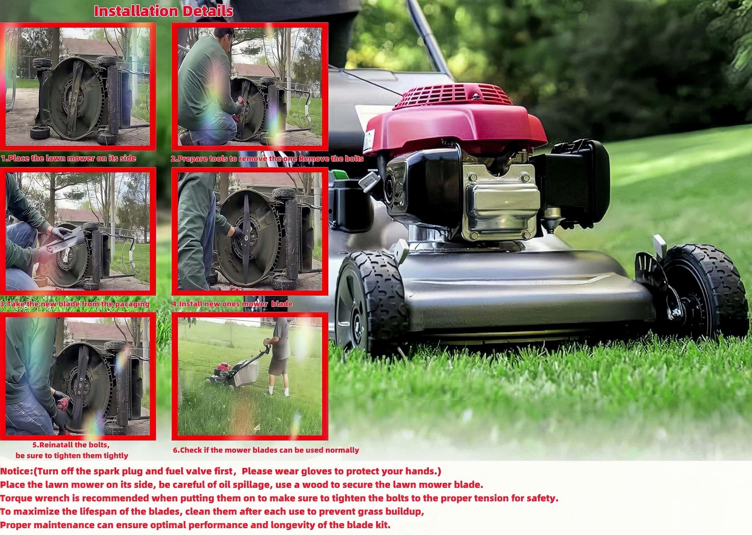 Amazon.com : PAHQER Lawn Mower Blades 72511-VR8-M00 72531-VR8-M00